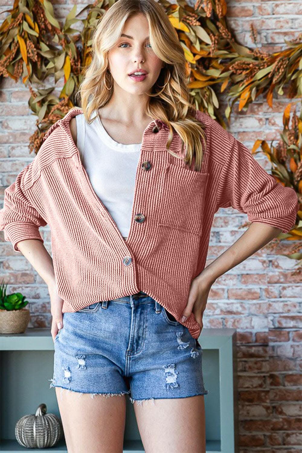 Reborn J Button Up Long Sleeve Shacket - Love Salve